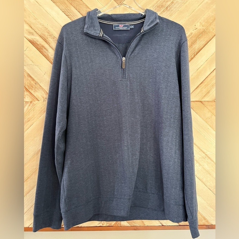 Vineyard Vines Men’s Navy Herringbone Quarter 1/4 Zip Sweater